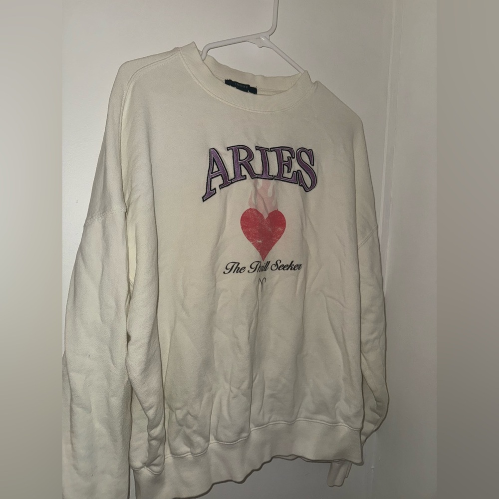 forever 21 off white cream pullover sweater aries oversized